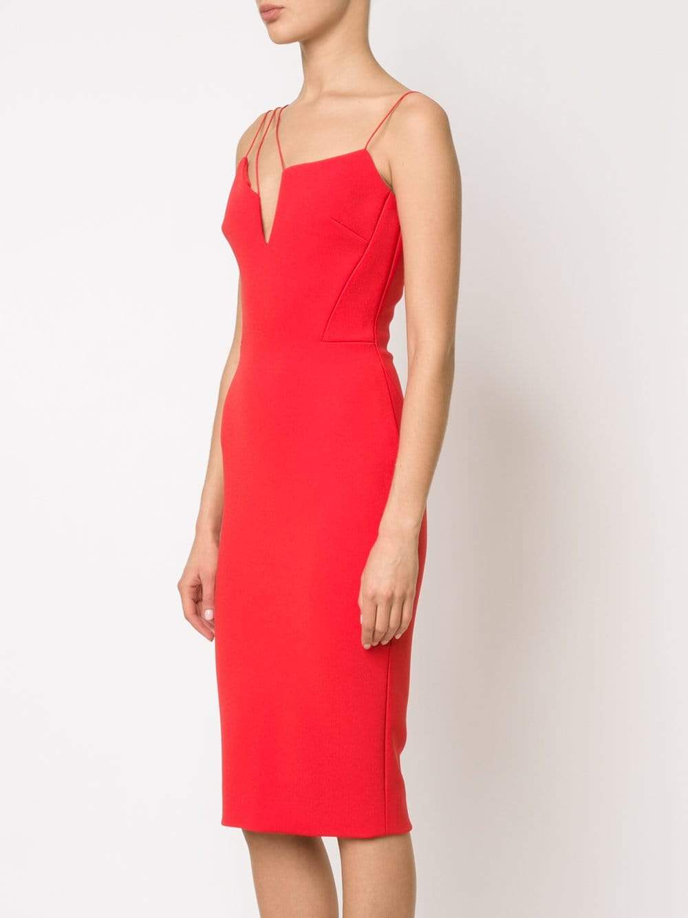 VICTORIA BECKHAM-Asymmetric Cut-Out Dress-CANDYRED