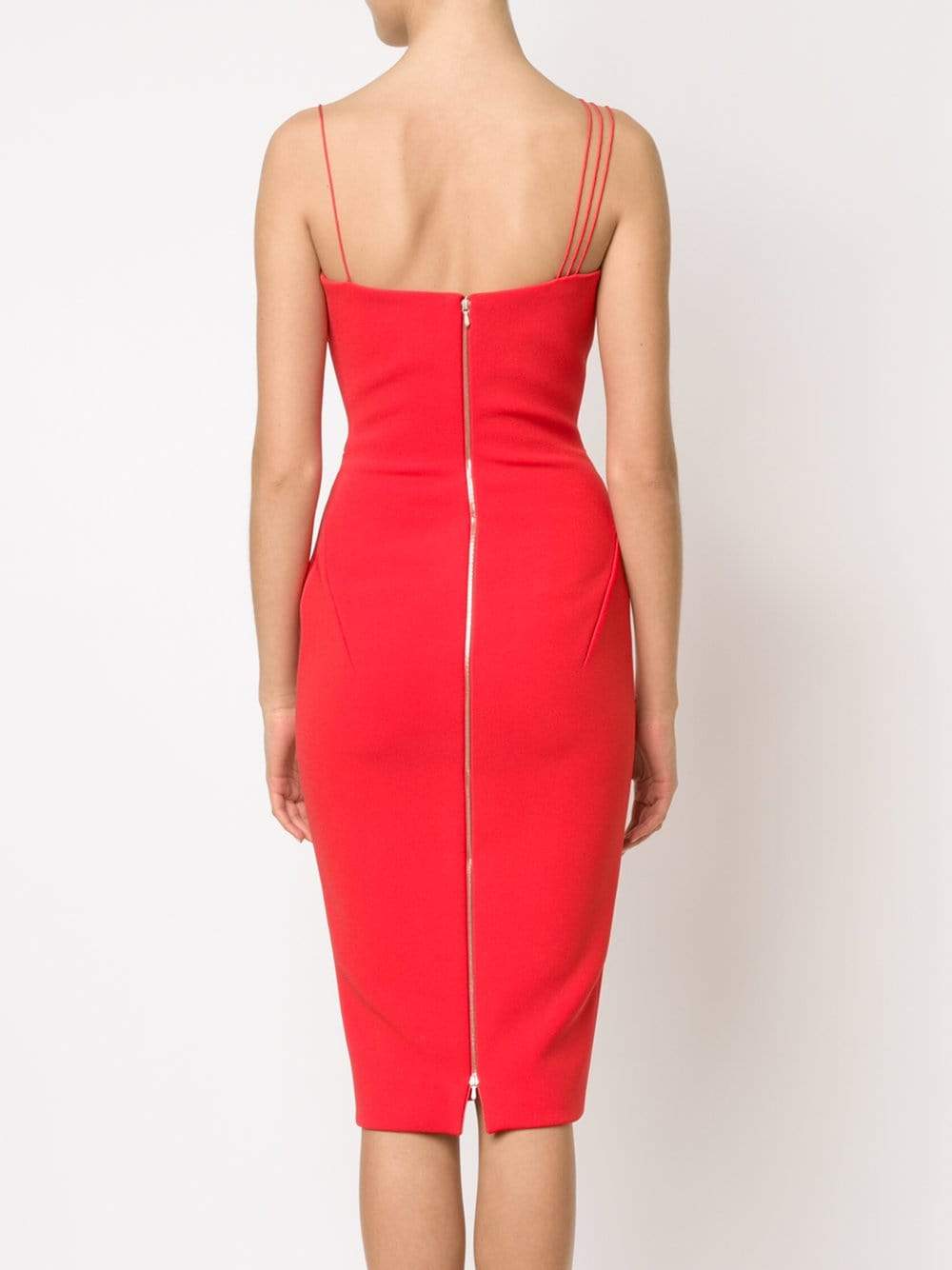 VICTORIA BECKHAM-Asymmetric Cut-Out Dress-CANDYRED