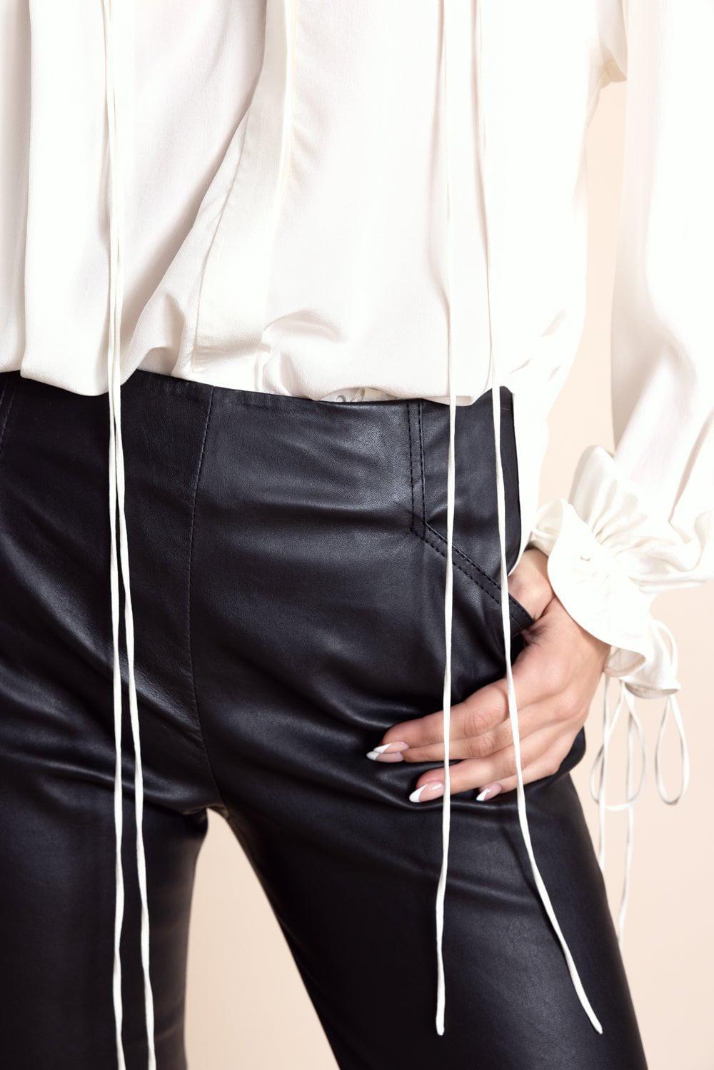 VICTORIA BECKHAM-Stretch Leather Leggings-