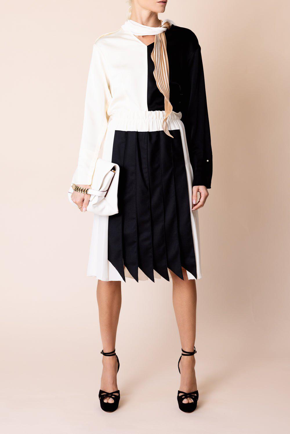 VICTORIA BECKHAM-Pleated Panel Skirt-