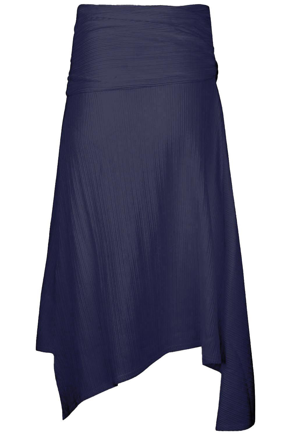 Twist Detail Midi Skirt - Navy-BLUE-XS-CLOTHINGSKIRTMIDI-VICTORIA BECKHAM