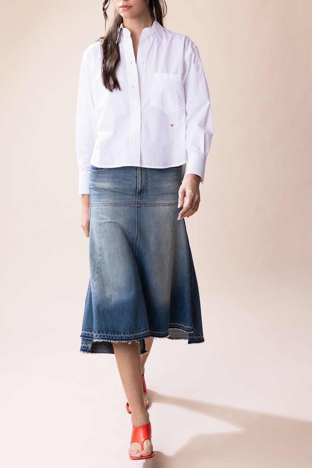 VICTORIA BECKHAM-Long Sleeve Cropped Shirt-