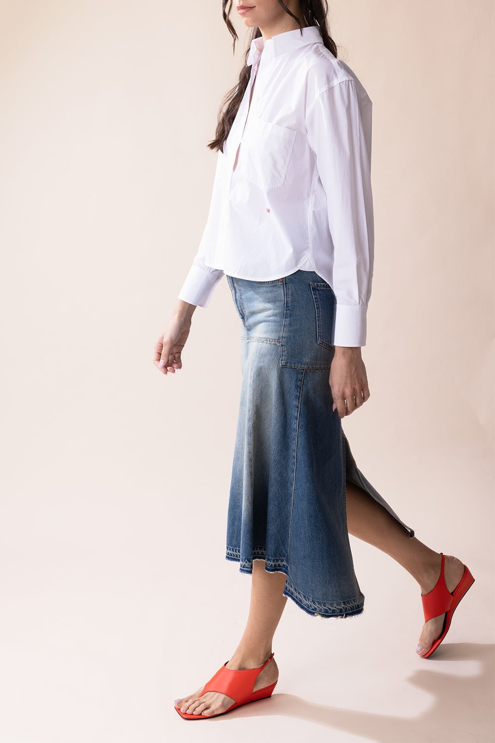 VICTORIA BECKHAM-Long Sleeve Cropped Shirt-