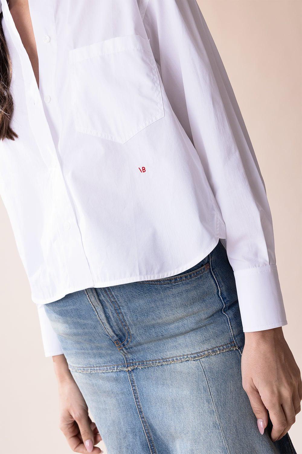 VICTORIA BECKHAM-Long Sleeve Cropped Shirt-