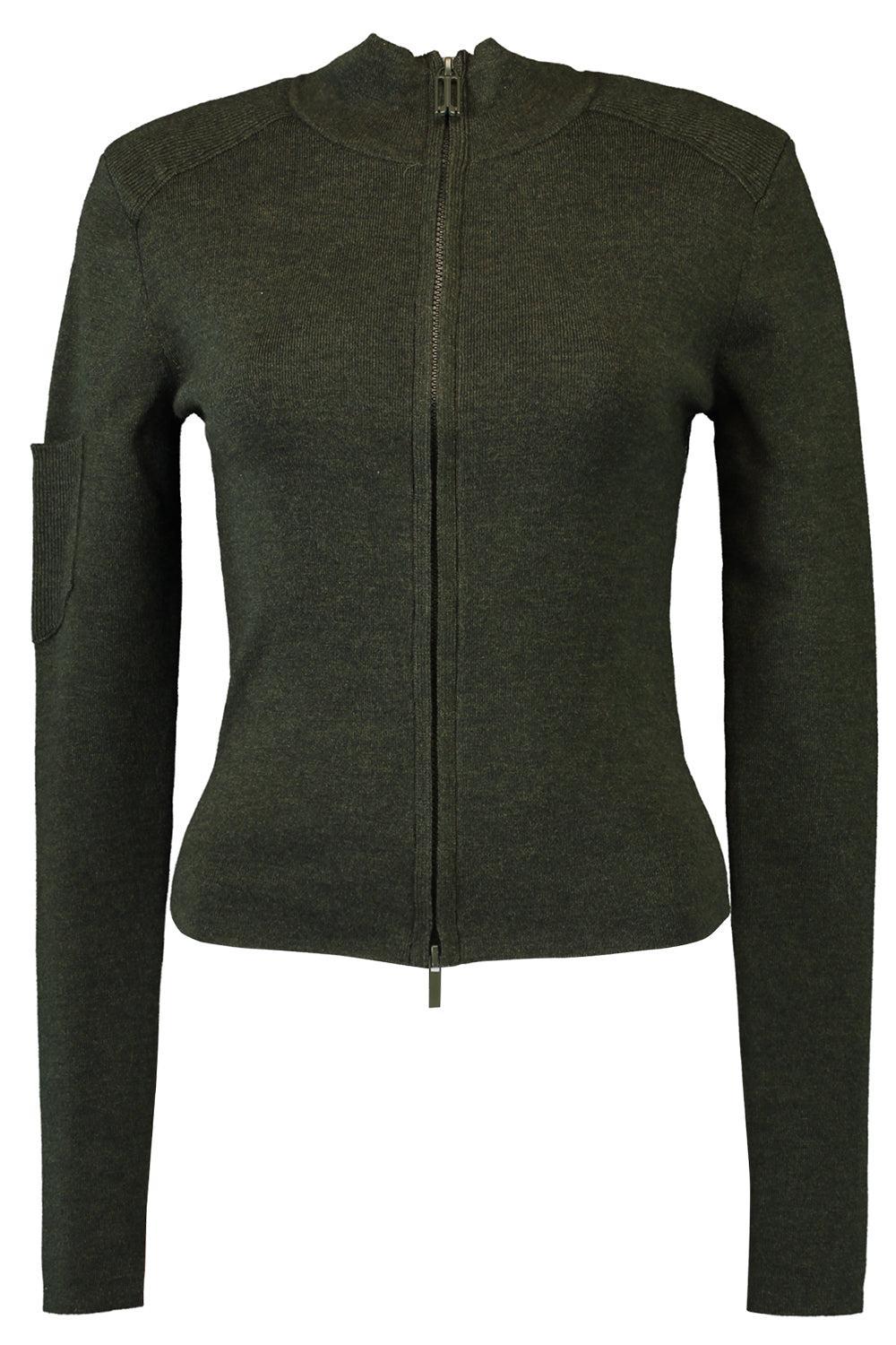 Patch Detail Zipped Top-OREGANO-XS-CLOTHINGTOPKNITS-VICTORIA BECKHAM