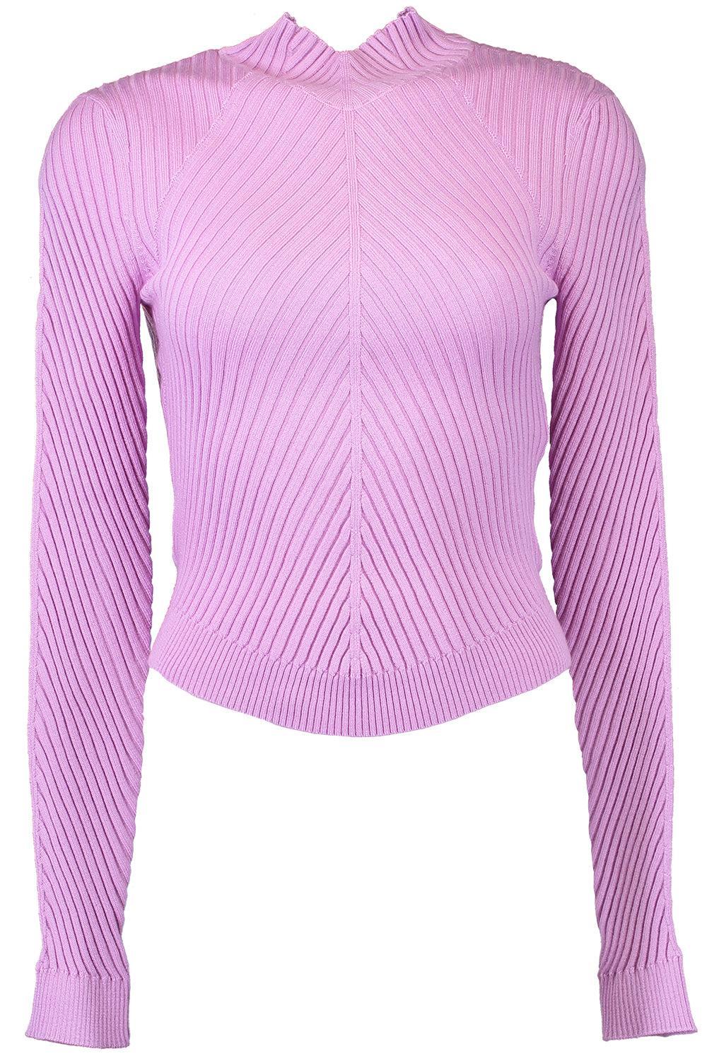 Ribbed Long Sleeve Polo Top