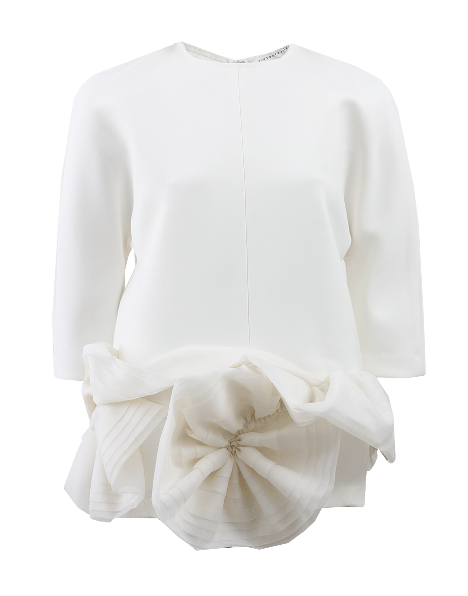 VICTORIA BECKHAM-Boxy Ruffle Hem Top-