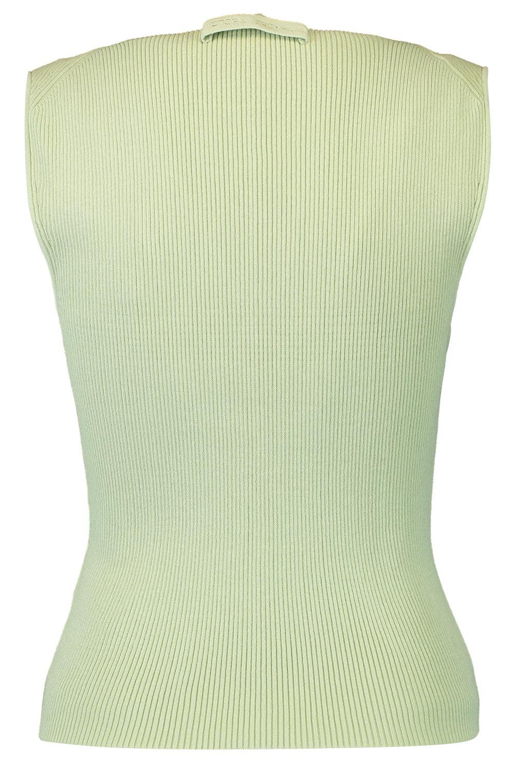 Ribbed V-Neck Tank-JADE-XS-CLOTHINGTOPTANK-VICTORIA BECKHAM