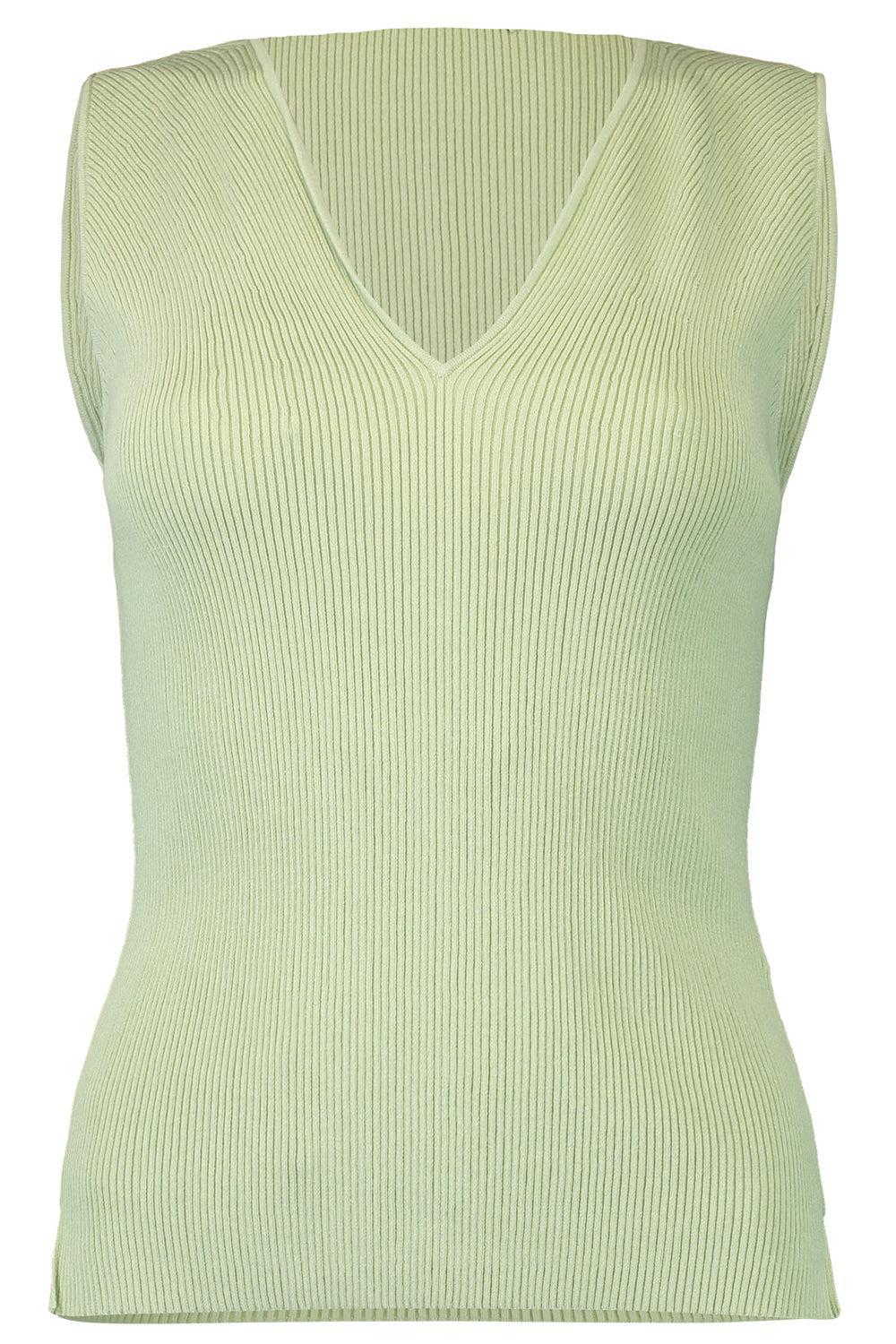 Ribbed V-Neck Tank-JADE-XS-CLOTHINGTOPTANK-VICTORIA BECKHAM