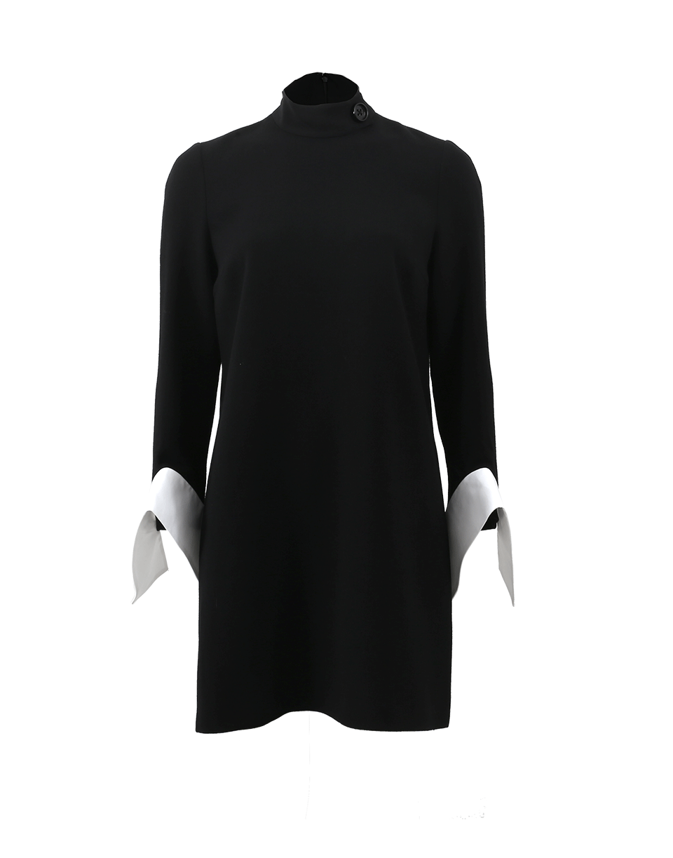 VICTORIA BY V. BECKHAM-Draped Cuff Dress-BLK/WHT