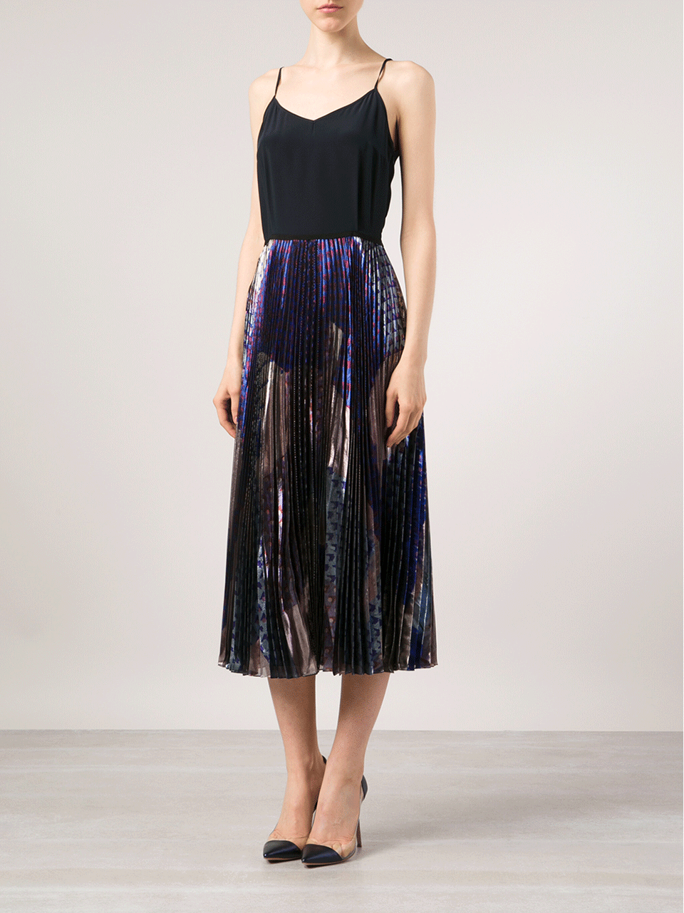 VICTORIA BY V. BECKHAM-Pleated Midi Dress-