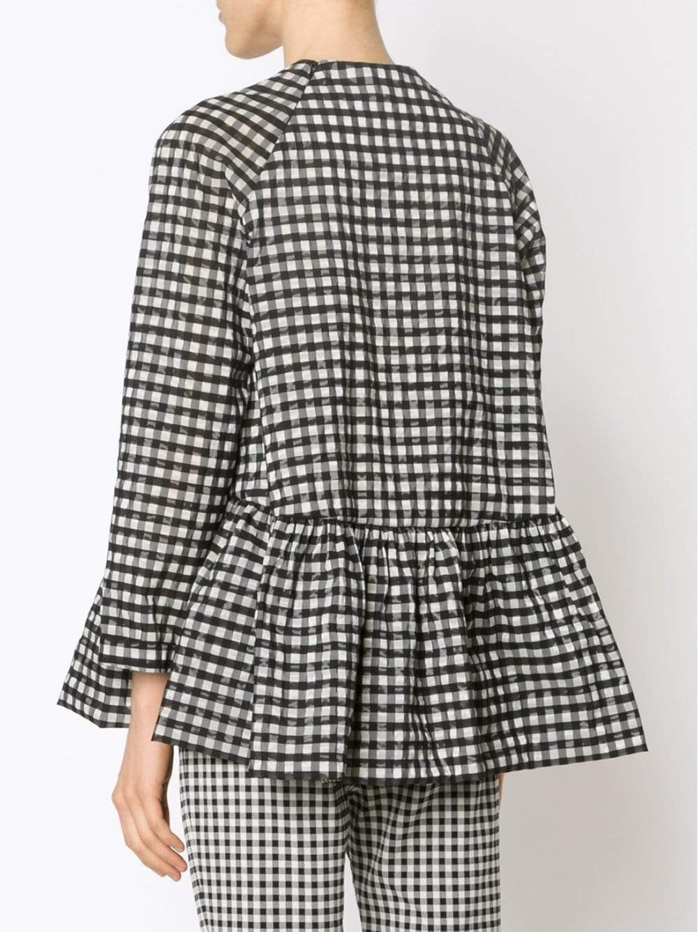 VICTORIA BY V. BECKHAM-Gingham Ruffle Peplum Top-