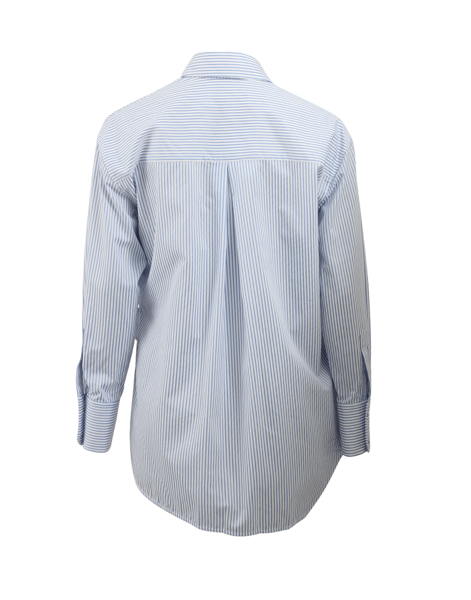 VICTORIA BY V. BECKHAM-Striped Asymmetric Bow Blouse-