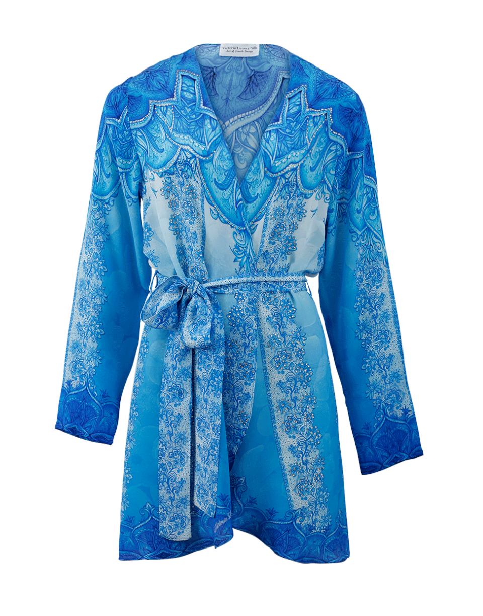 VICTORIA LUXURY SILK-French Lady Short Cardigan-BLUE
