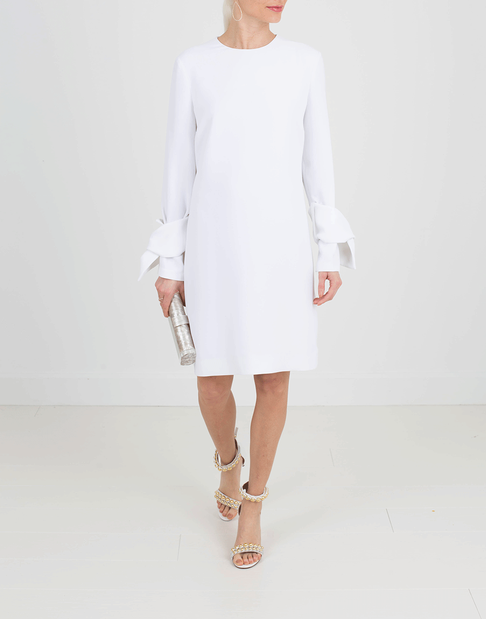 VICTORIA VICTORIA BECKHAM-Twist Sleeve Shift Dress-IVORY