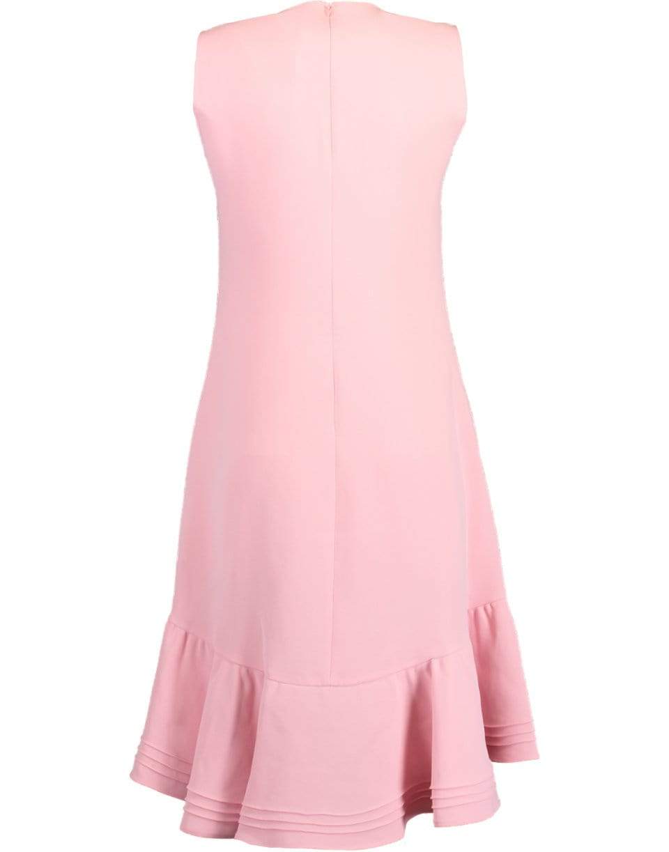 VICTORIA VICTORIA BECKHAM-Milkshake Pink Pintuck Flounce Hem Shift Midi Dress-