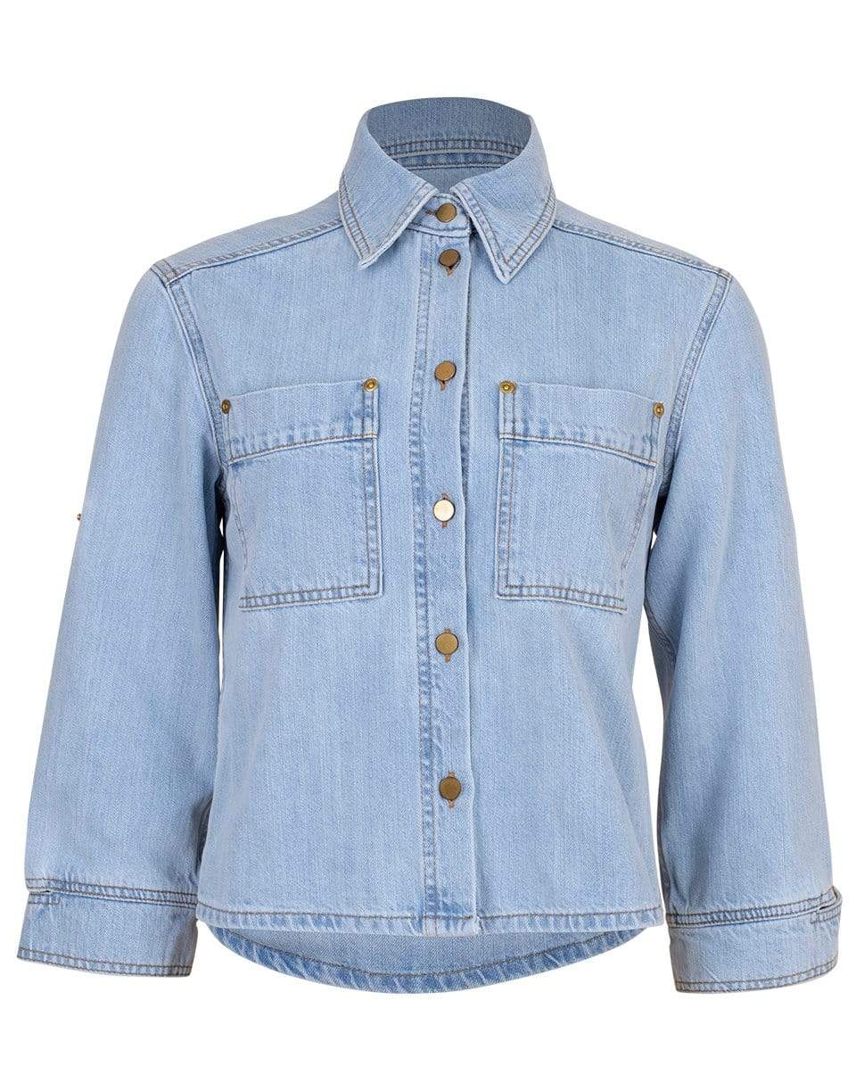 VICTORIA VICTORIA BECKHAM-Cropped Sleeve Denim Jacket-