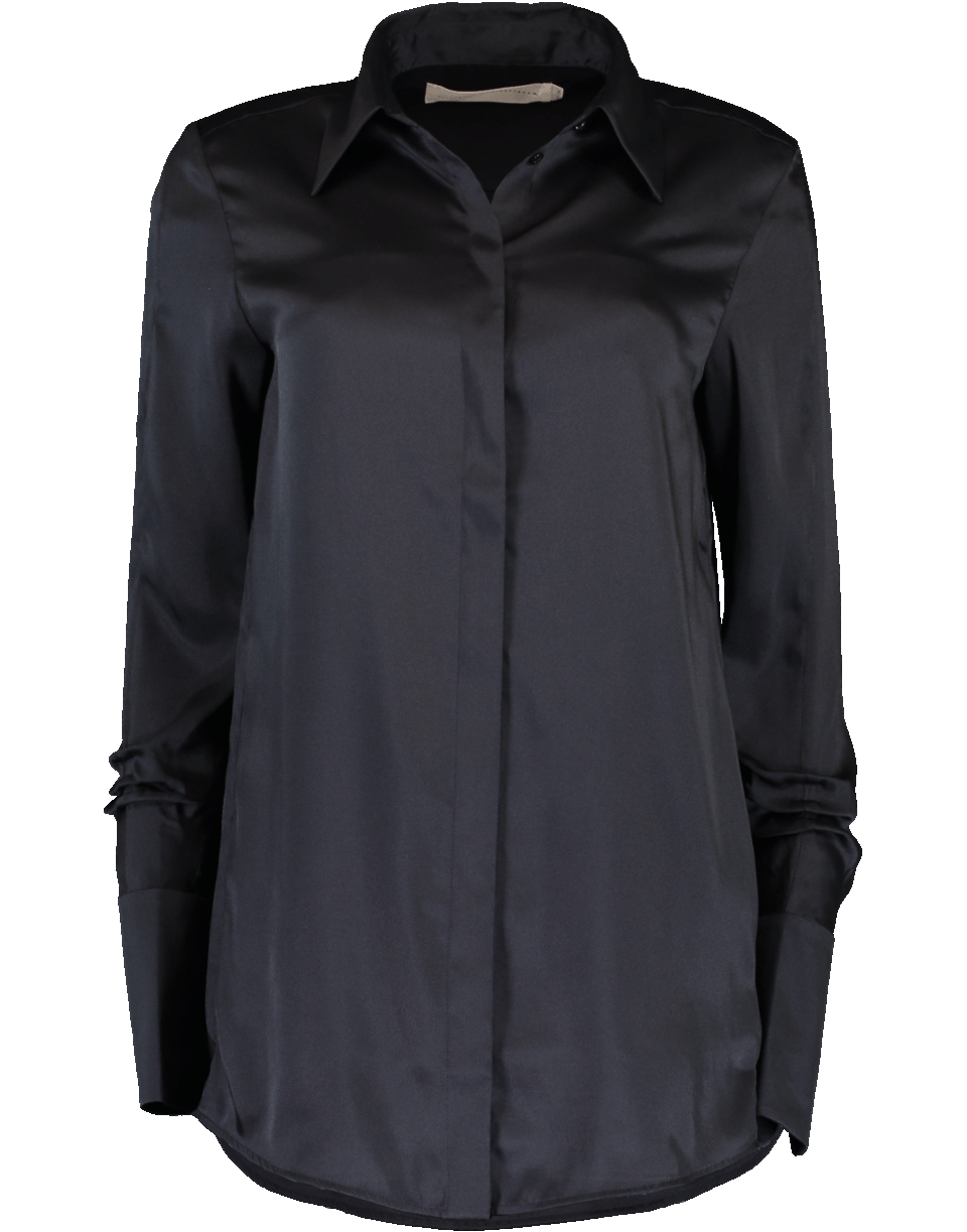 VICTORIA VICTORIA BECKHAM-Tuck Sleeve Button Up Blouse-