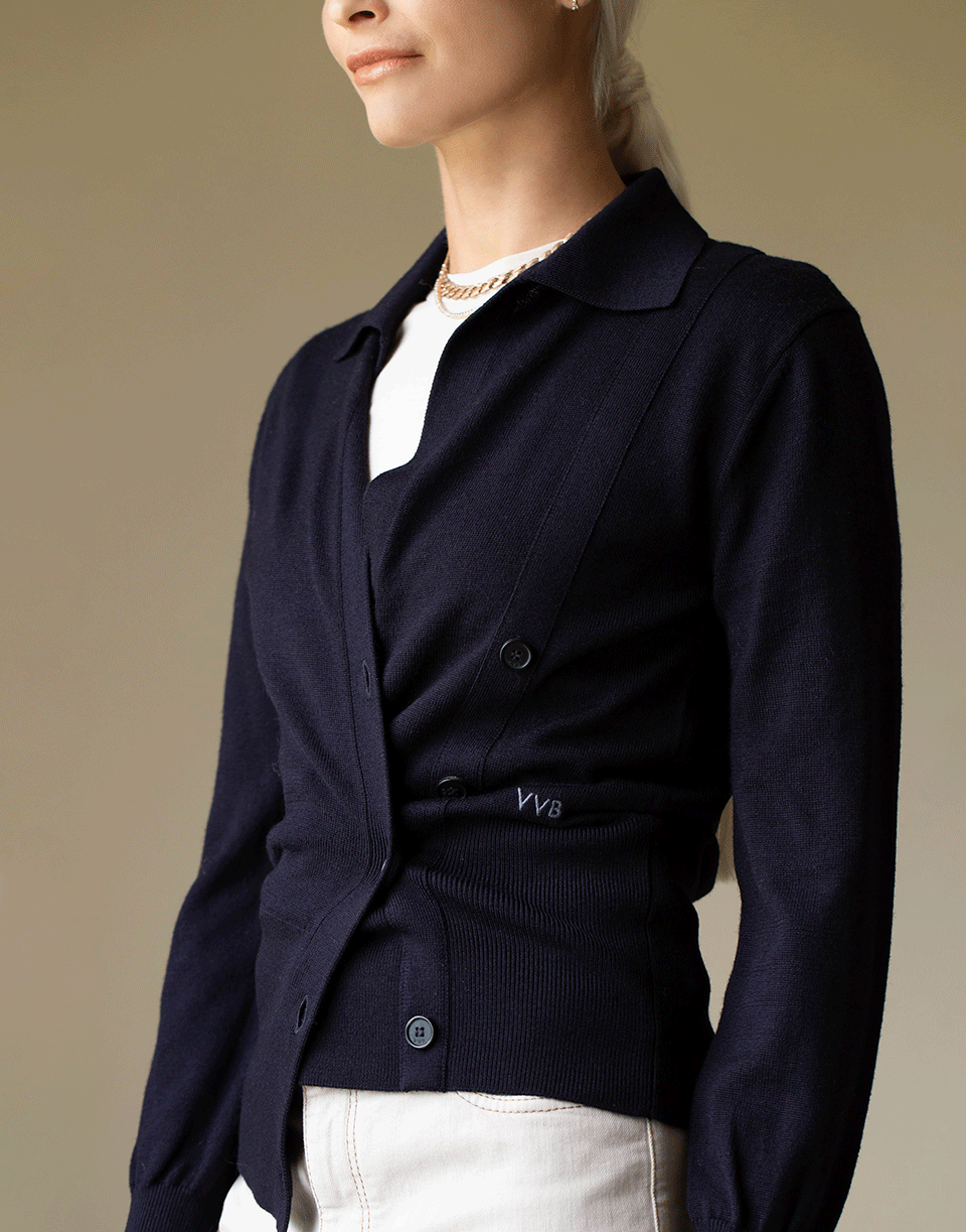 VICTORIA VICTORIA BECKHAM-Midnight Double Button Cardigan-
