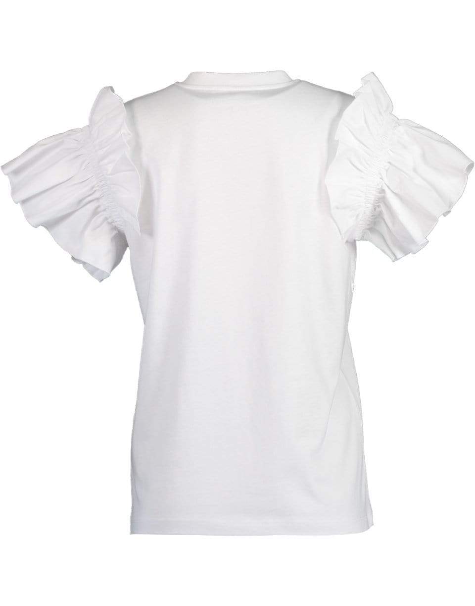 VICTORIA VICTORIA BECKHAM-White Ruffle Sleeve T-Shirt-