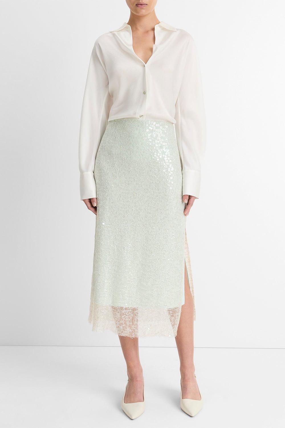 VINCE-Glassy Sequin Skirt-