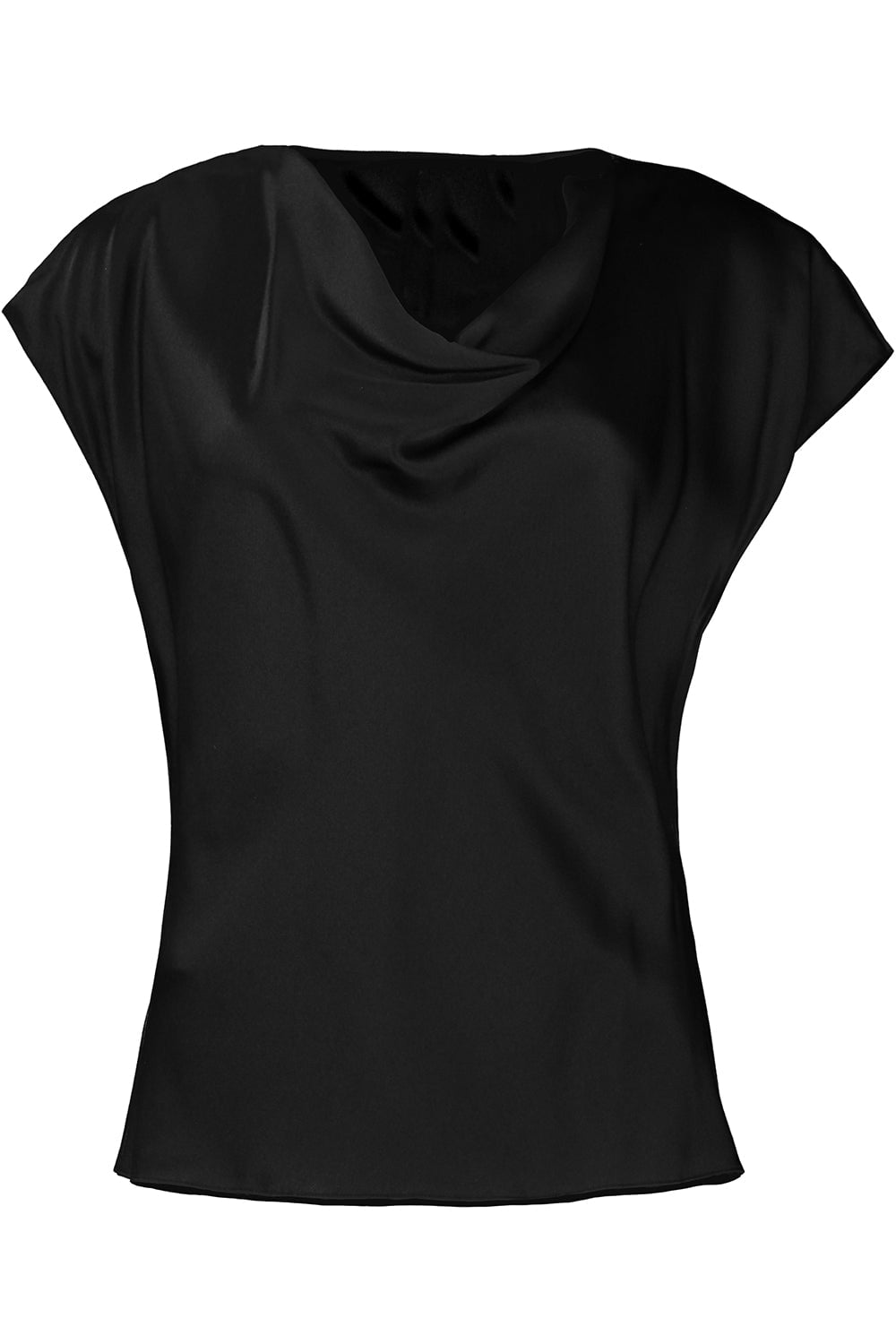 VINCE-Cowl Neck Cap Sleeve Blouse - Black-