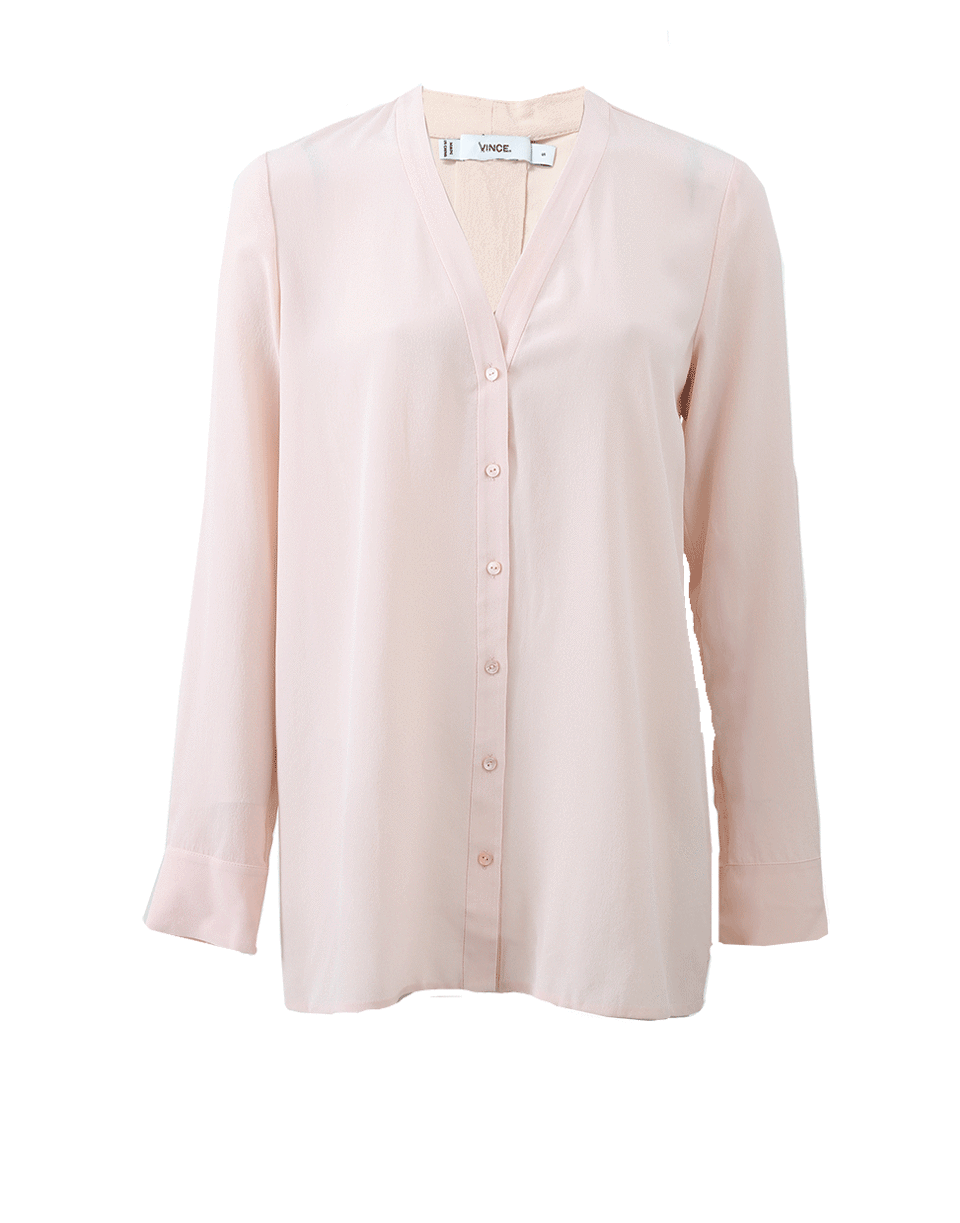 VINCE-V-Neck Button Blouse-