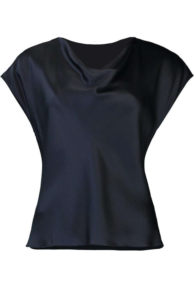 Cowl Neck Cap Sleeve Blouse - Coastal Blue-COASTLBL-XS-CLOTHINGTOPBLOUSE-VINCE