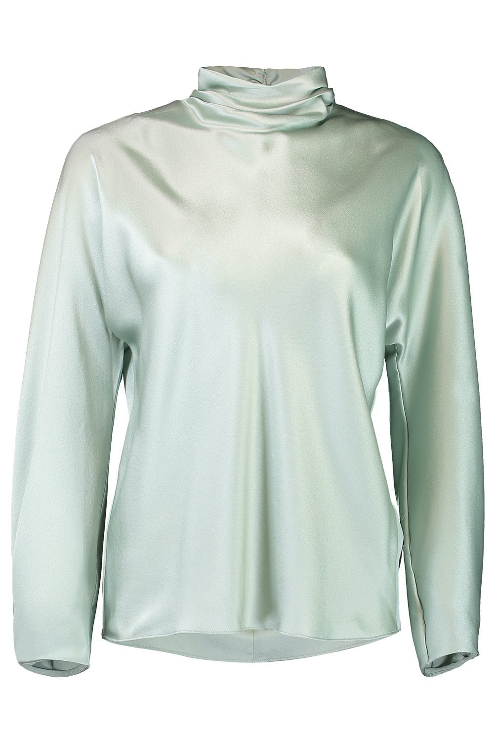 VINCE-Draped Funnel Neck Blouse-