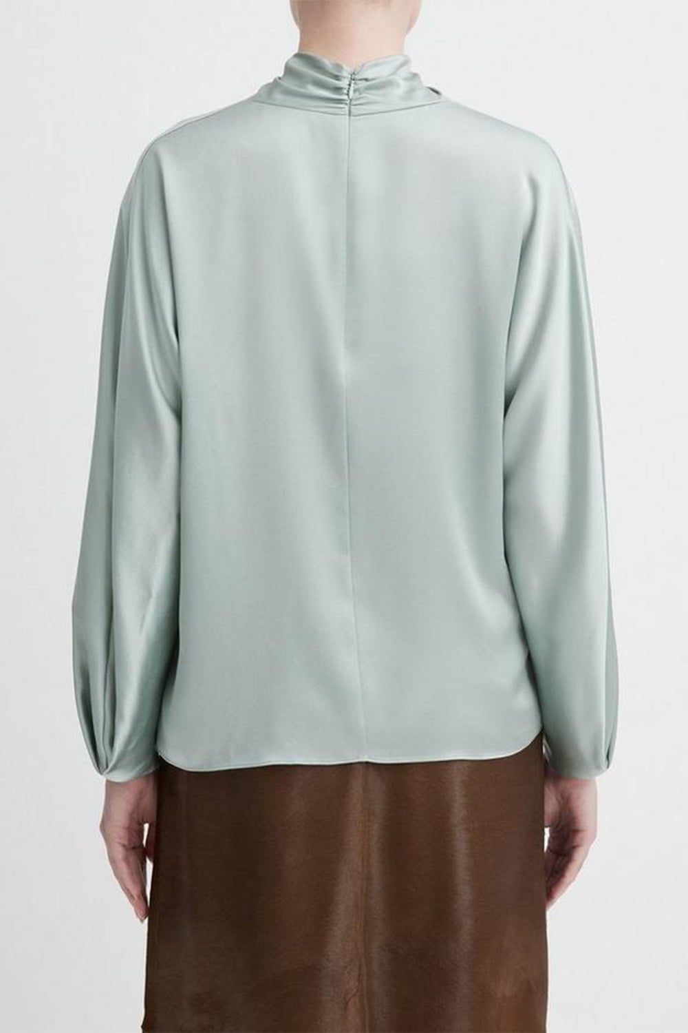 VINCE-Draped Funnel Neck Blouse-