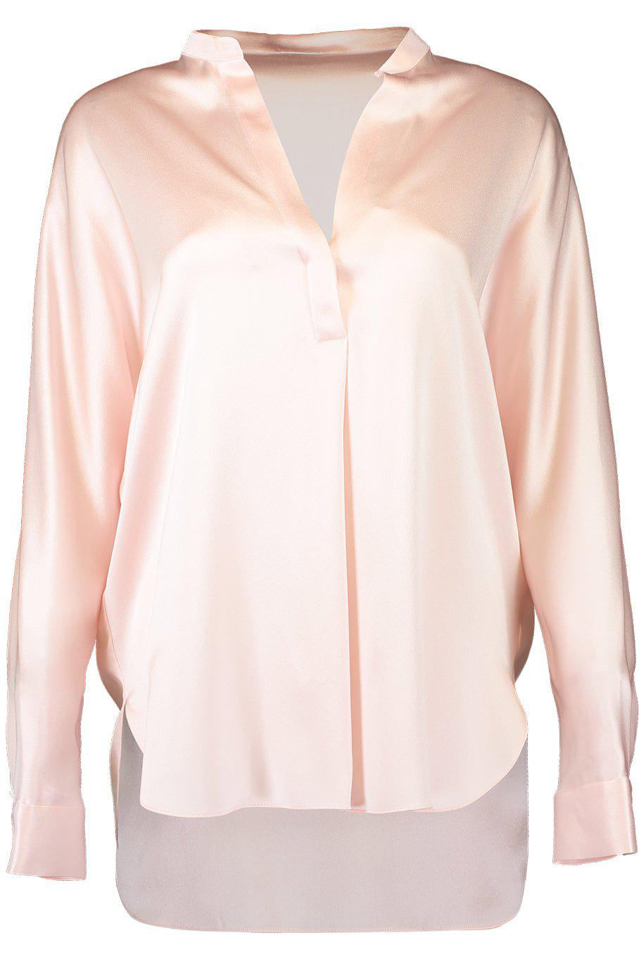 VINCE-LS Band Collar Blouse - Light Rosell-