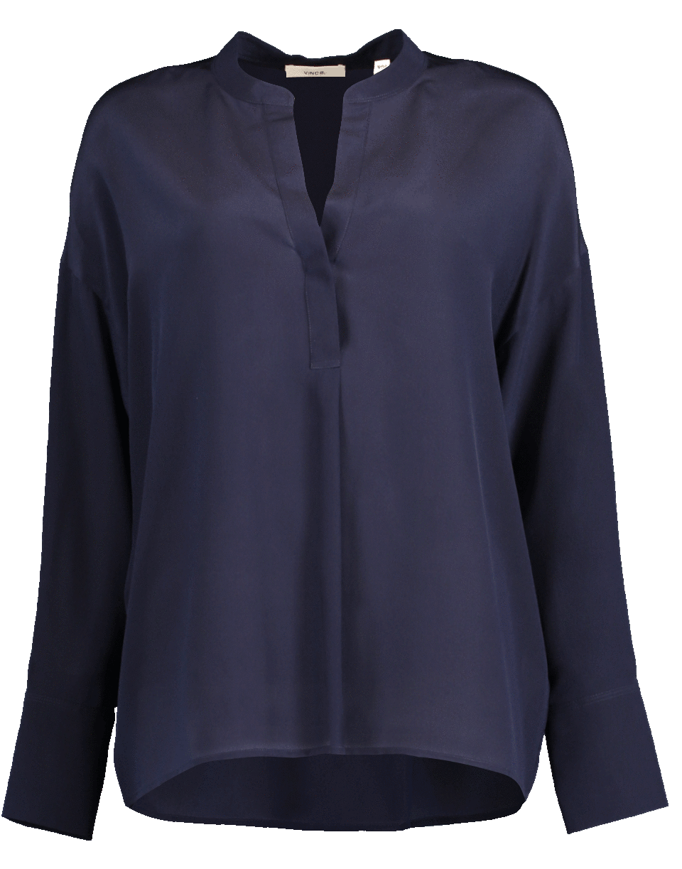 VINCE-Band Collar Blouse-