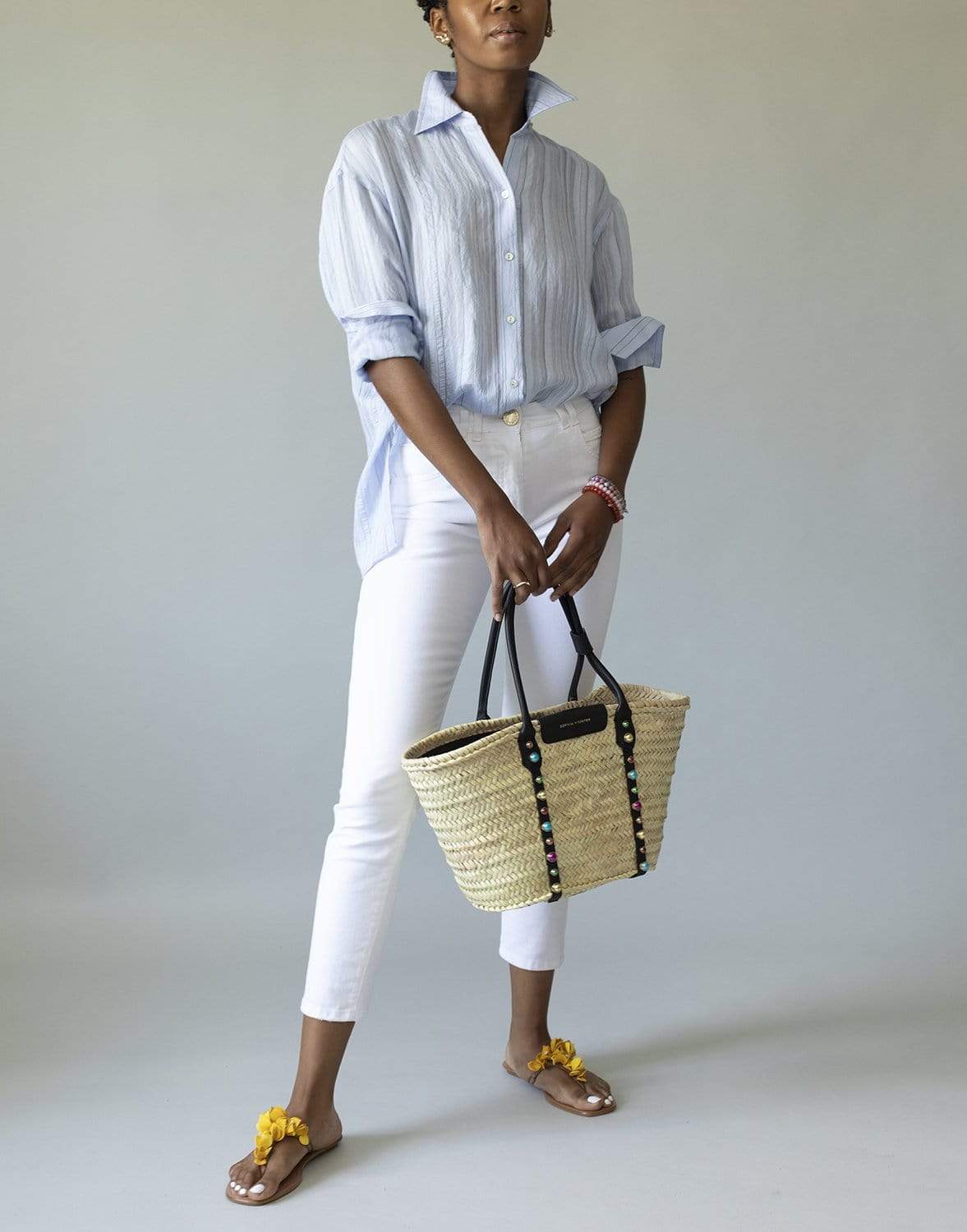 VINCE-Drapey Stripe Convertible Button Down-