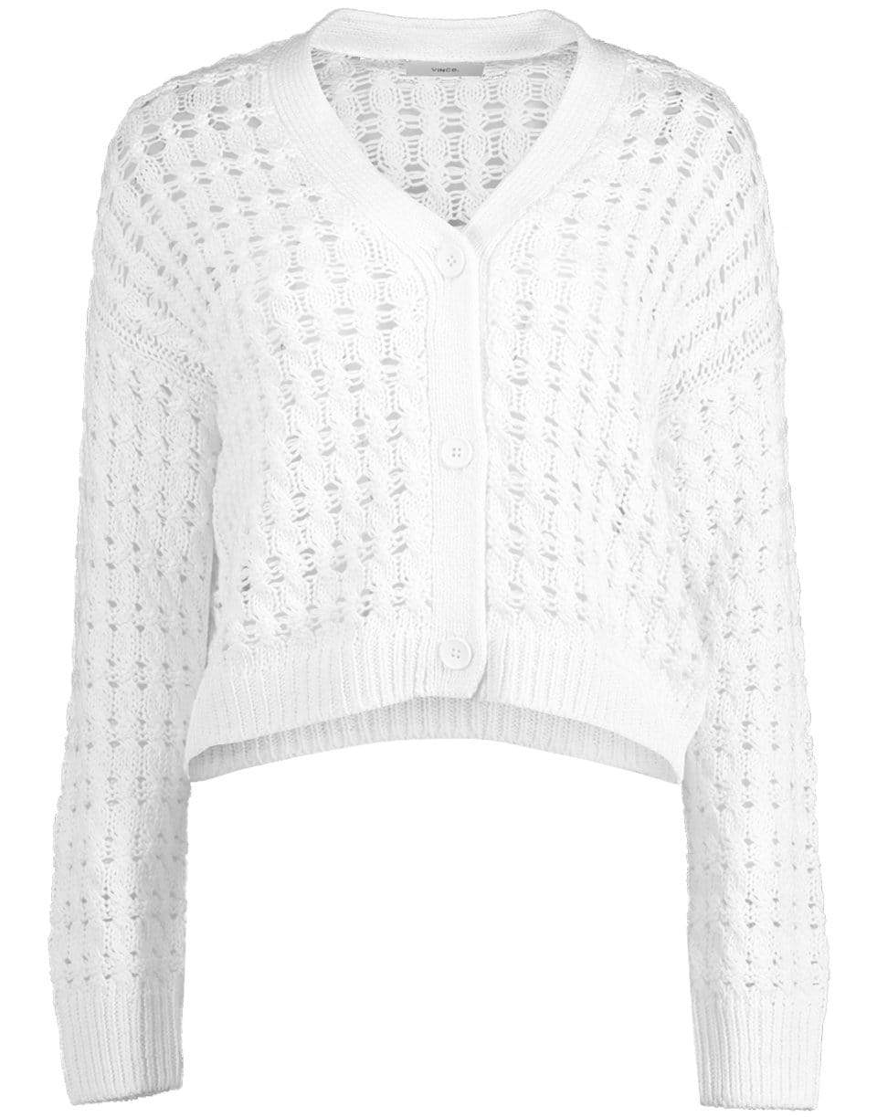 VINCE-White Open Cable Cardigan-