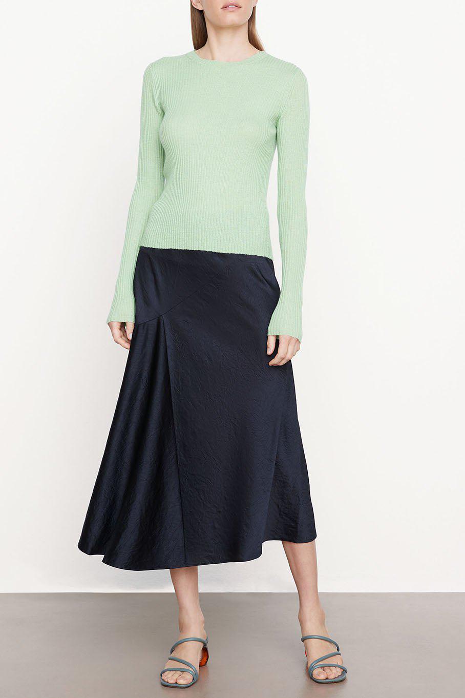 VINCE-Slim Ribbed Crew Sweater - Aloe Bloom-