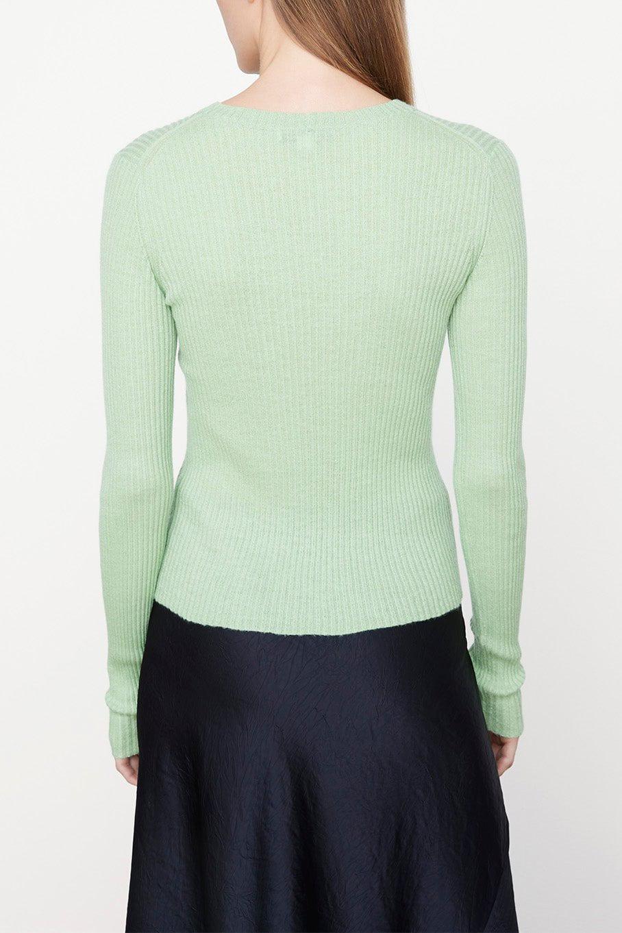 VINCE-Slim Ribbed Crew Sweater - Aloe Bloom-
