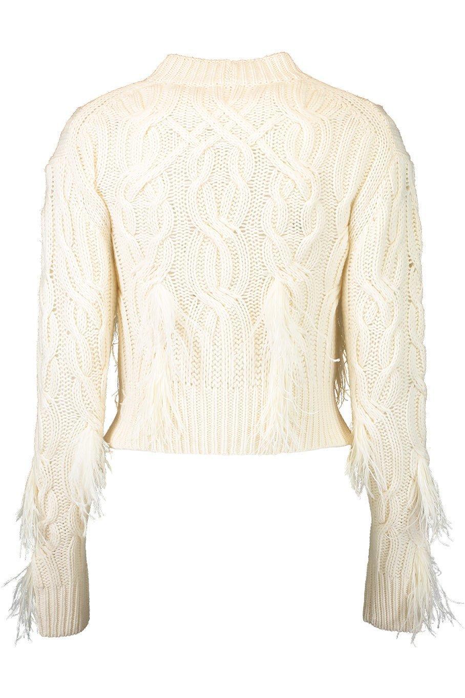 VINCE-Feather Embellished Cable Sweater-