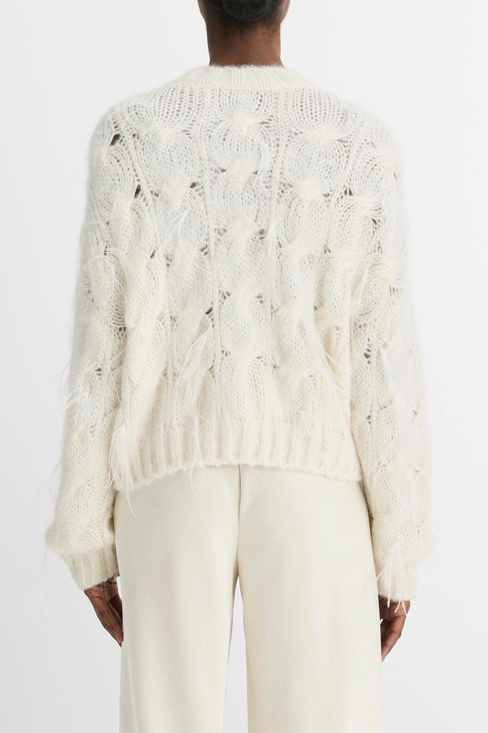Appliquéd Cable-Knit Sweater-OFF WHITE-XS-CLOTHINGTOPSWEATER-VINCE