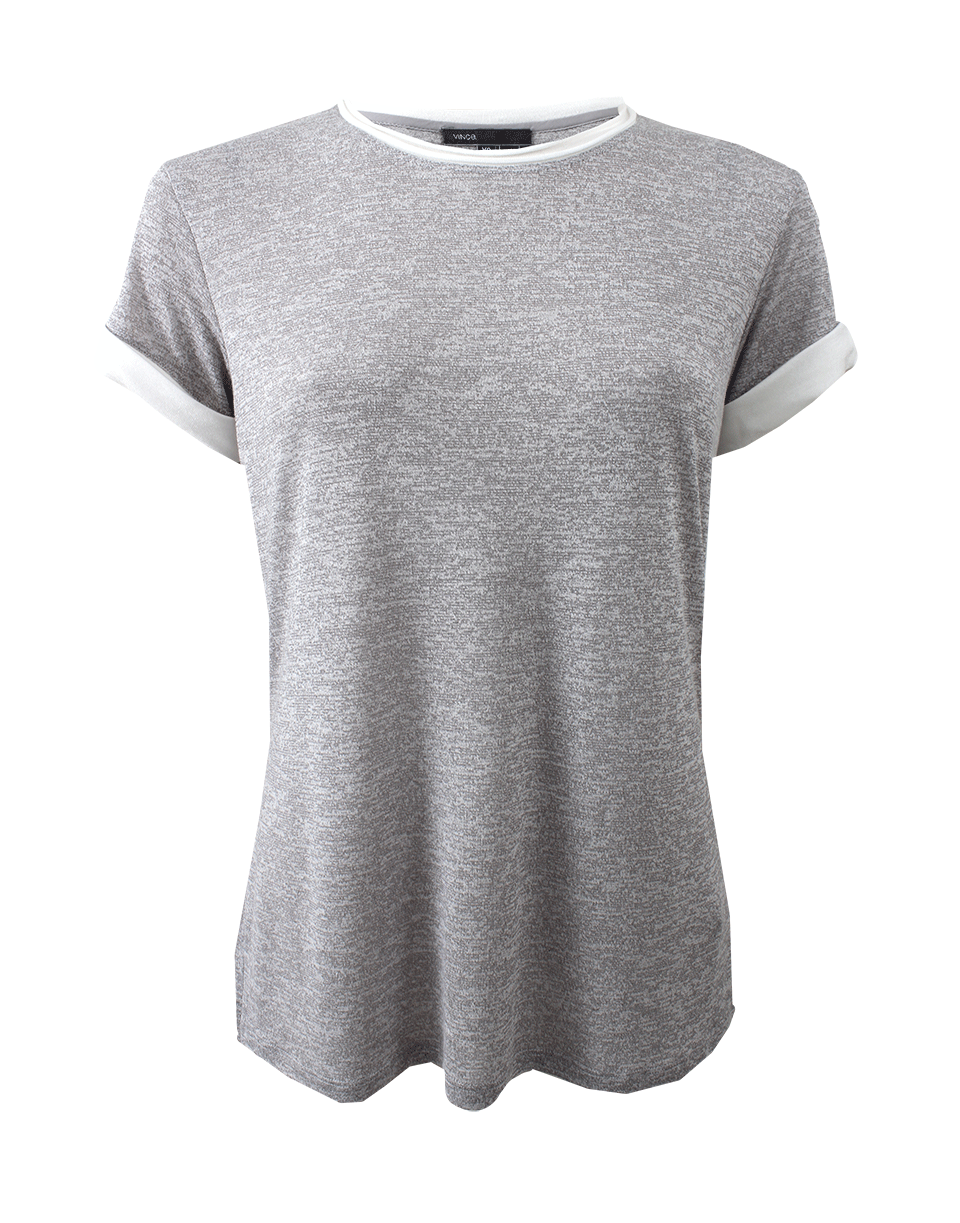 VINCE-Colorblock Roll Sleeve Tee-