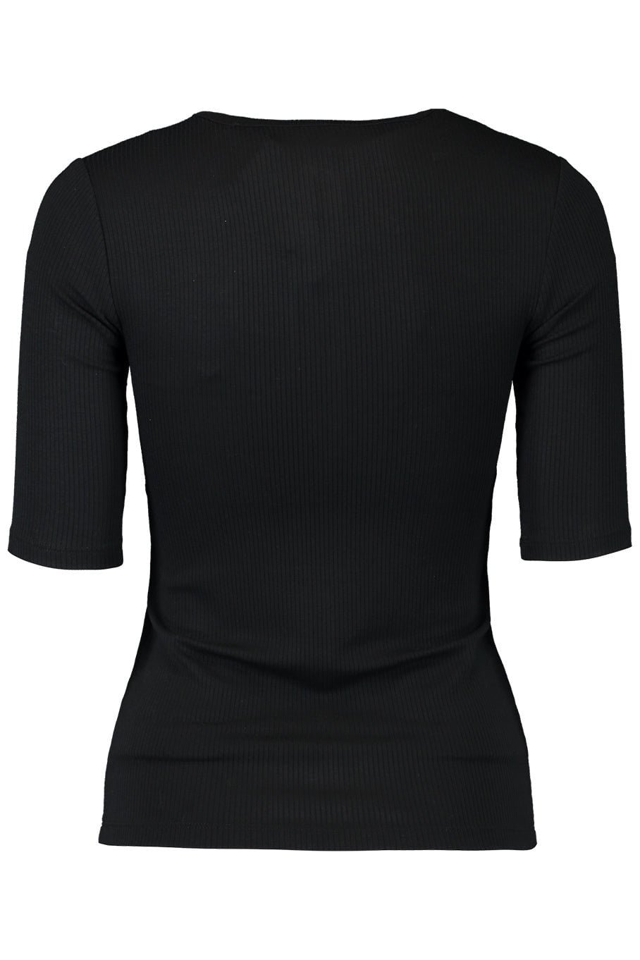 VINCE-Rib Elbow Sleeve Henley - Black-
