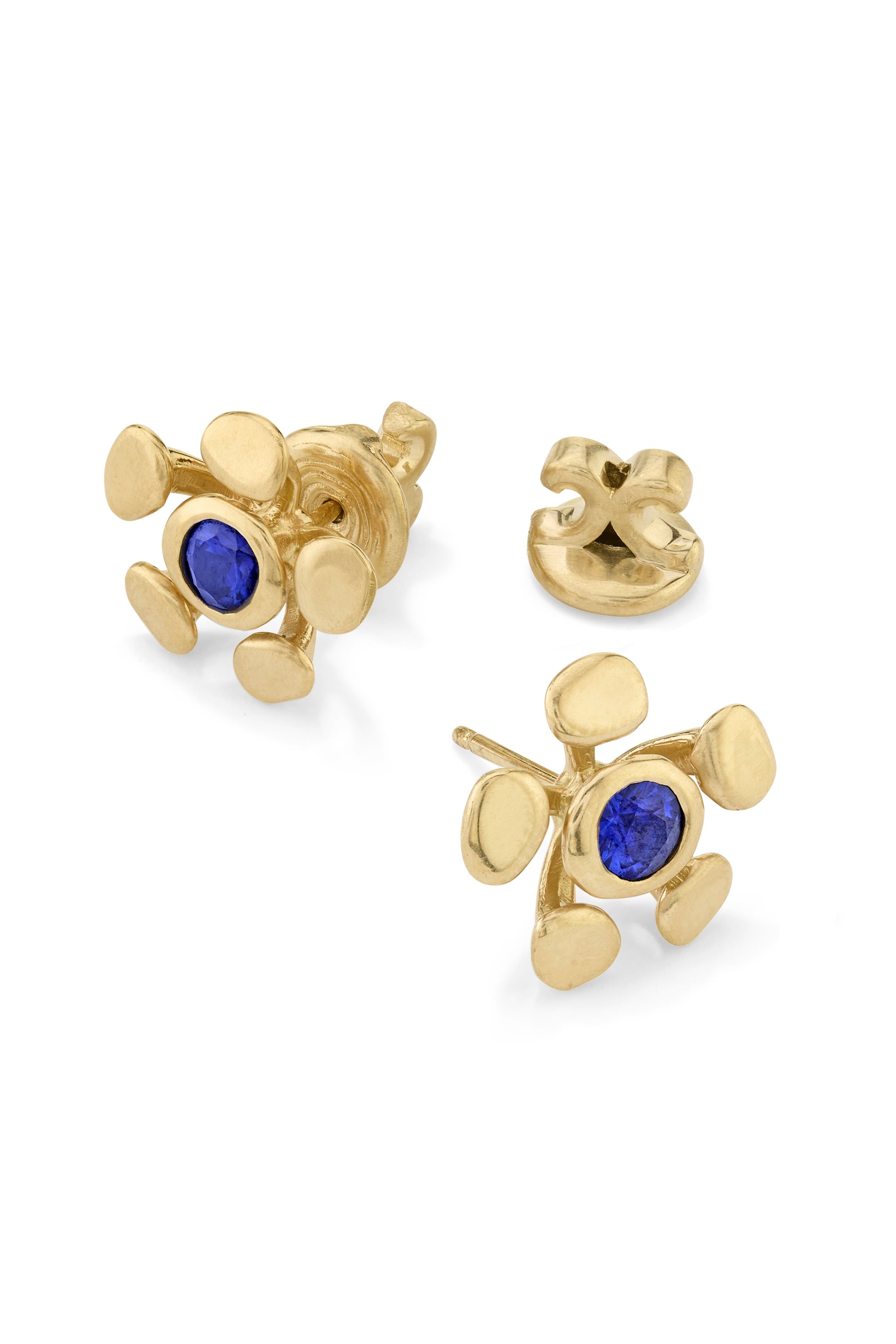 VRAM-Blue Sapphire Chrona Stud Earrings-YELLOW GOLD