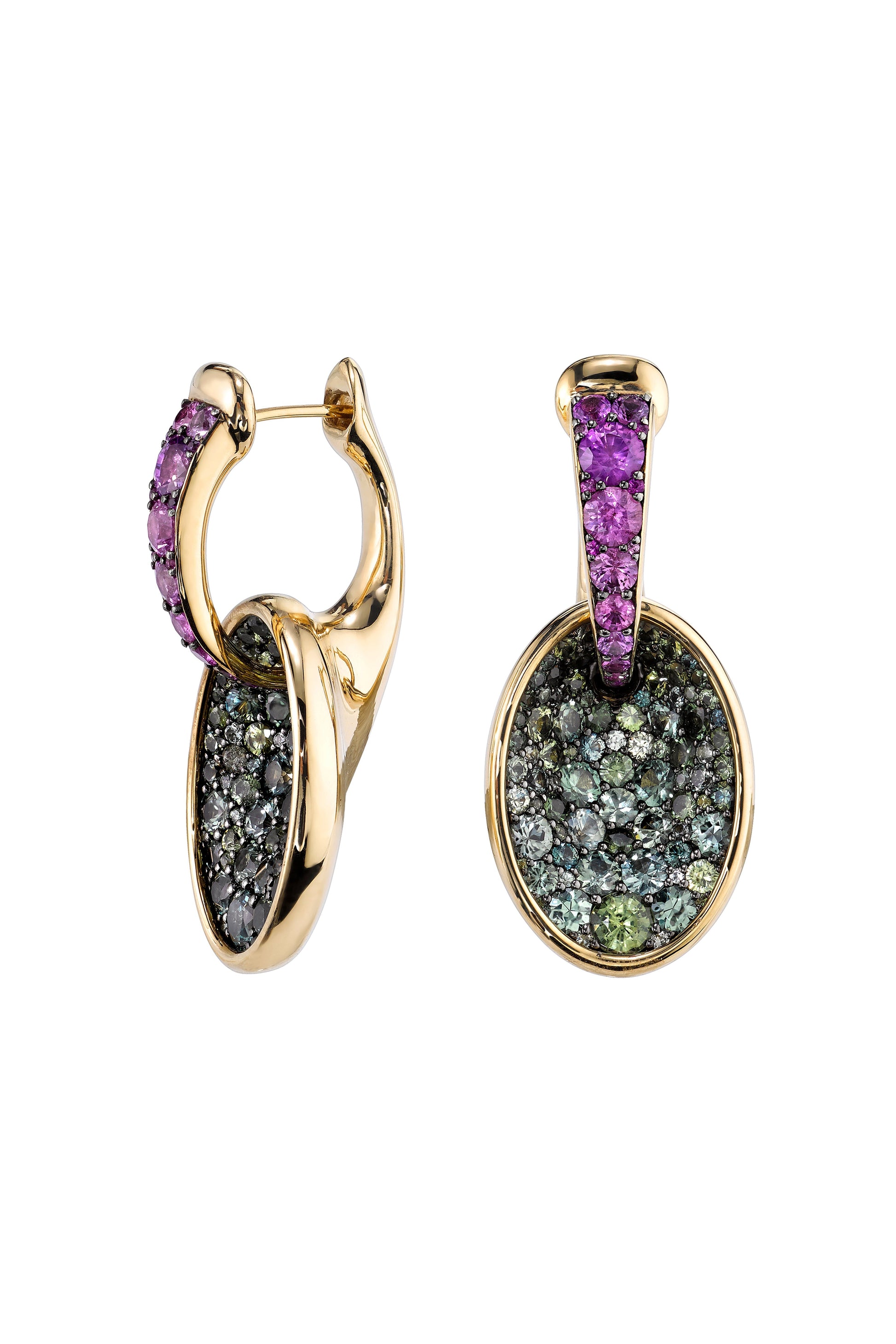 VRAM-HYPER SINE SAPPHIRE EARRINGS-YELLOW GOLD