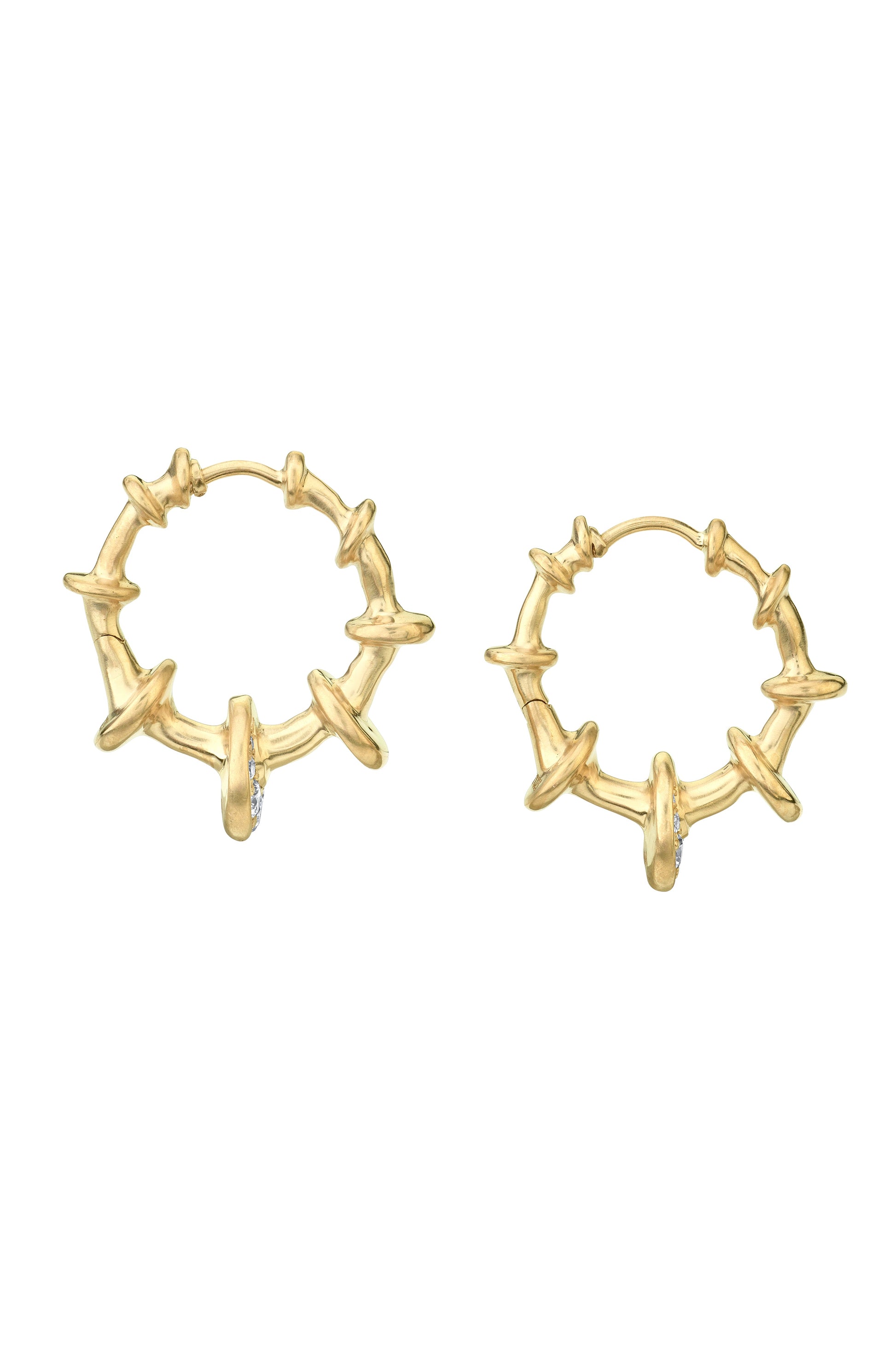 VRAM-Chrona Diamond Mini Hoop Earrings-YELLOW GOLD