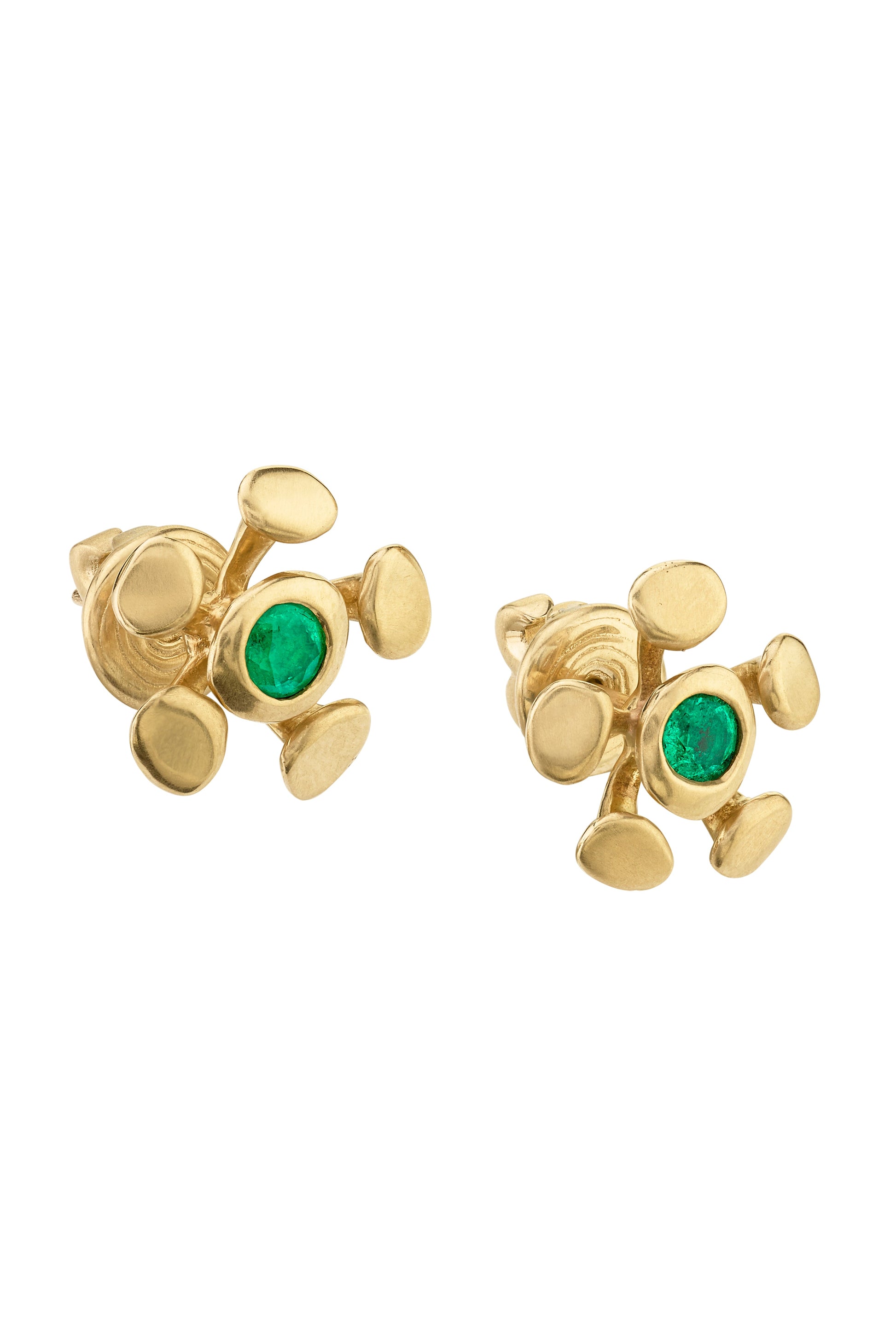 VRAM-Emerald Chrona Stud Earrings-YELLOW GOLD