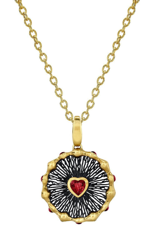 Ruby Heart Hypha Charm Necklace-YELLOW GOLD-JEWELRYFINE JEWELNECKLACE O-VRAM