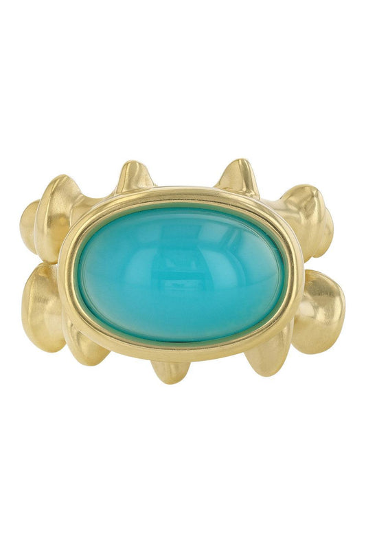 Chrysocolla Chrona II Ring-YELLOW GOLD-6.5-JEWELRYFINE JEWELRING-VRAM