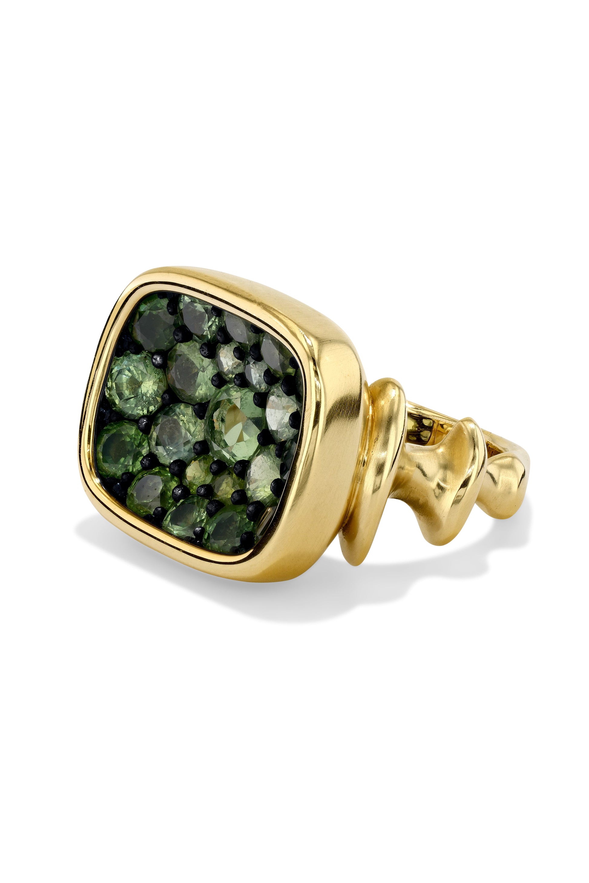 VRAM-Chrona Signet Green Sapphire Ring-YELLOW GOLD