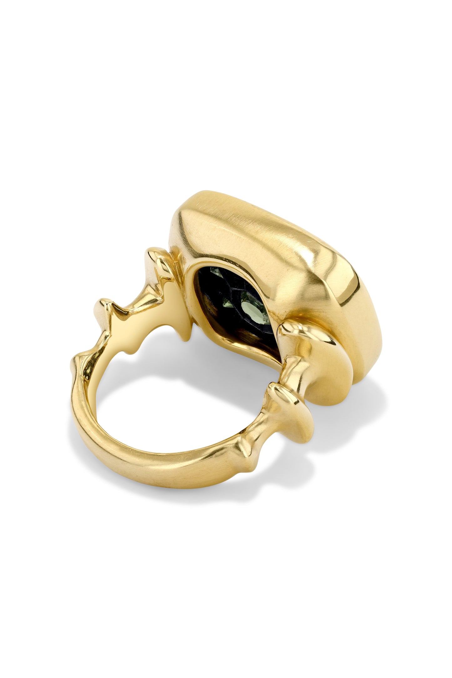 VRAM-Chrona Signet Green Sapphire Ring-YELLOW GOLD