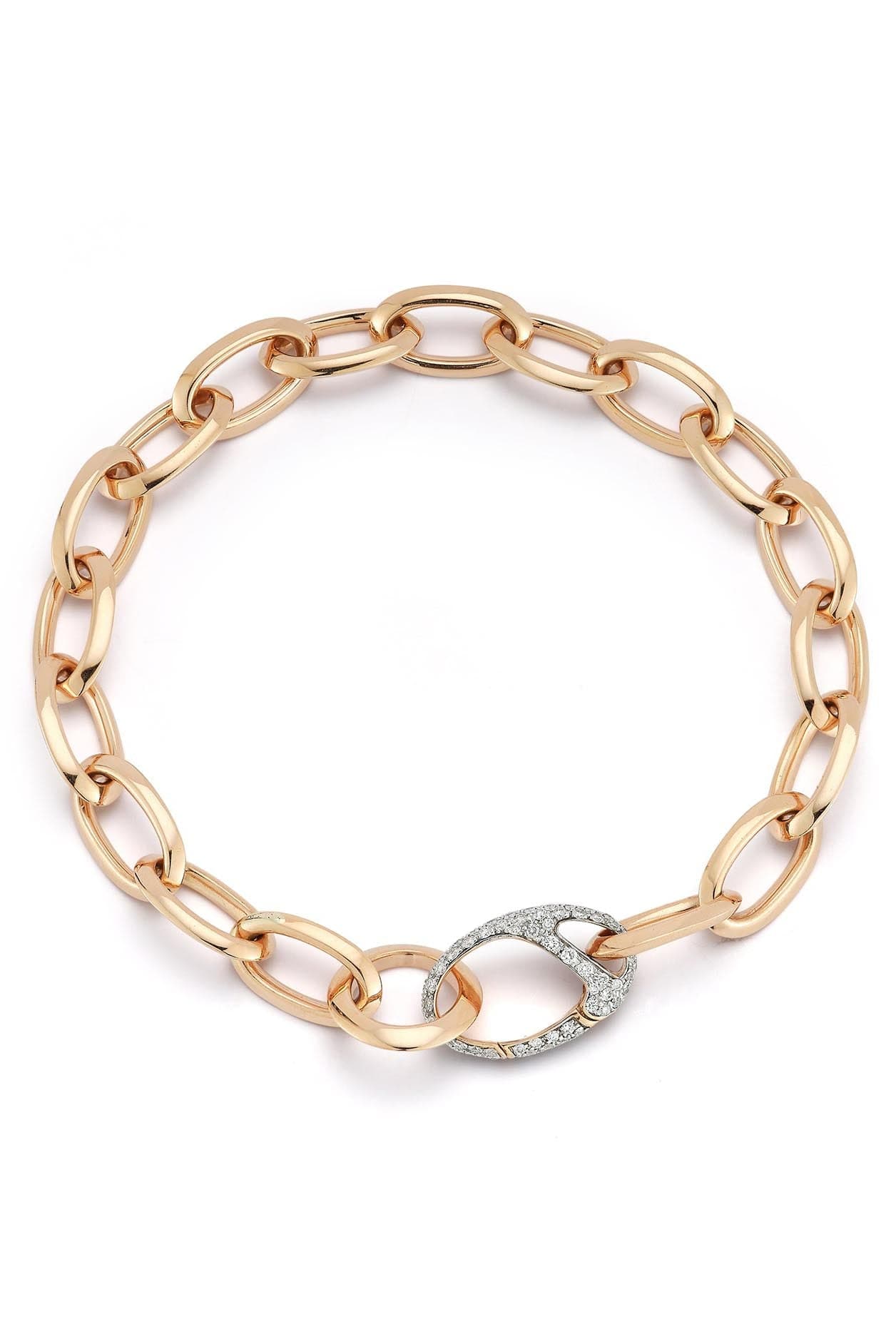 WALTERS FAITH-Garnett Chain Link Diamond Clasp Bracelet-ROSE GOLD