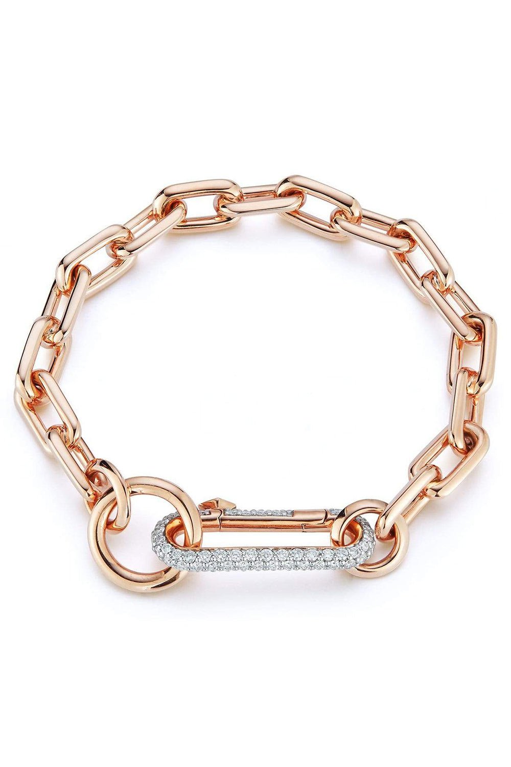 WALTERS FAITH-Saxon Diamond Clasp Chain Link Bracelet-ROSE GOLD